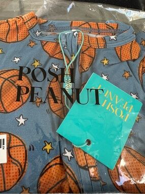 Posh Peanut Blue & Orange Basketball Zip Footed One-Piece and airplane one piece